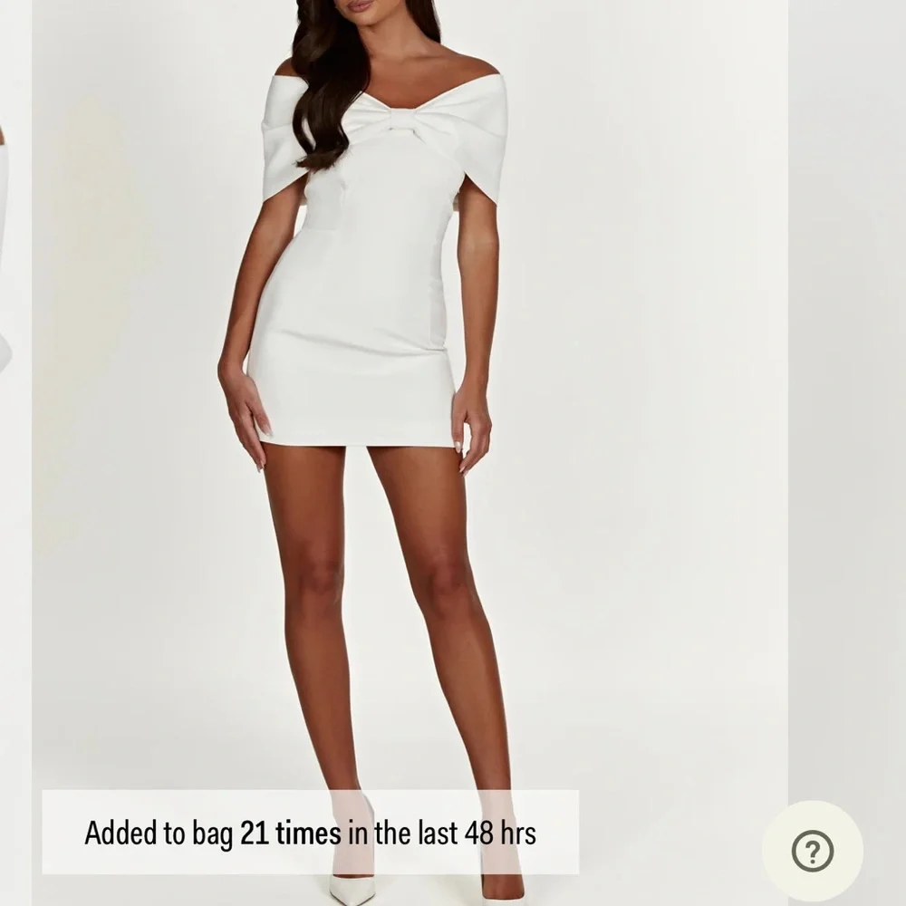 Meshki White Off-Shoulder Bow Mini Dress - Picture 6 of 7